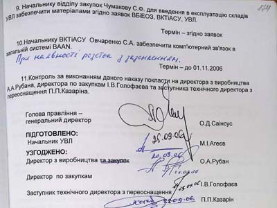 Наказ голови правління «Червона зірка»